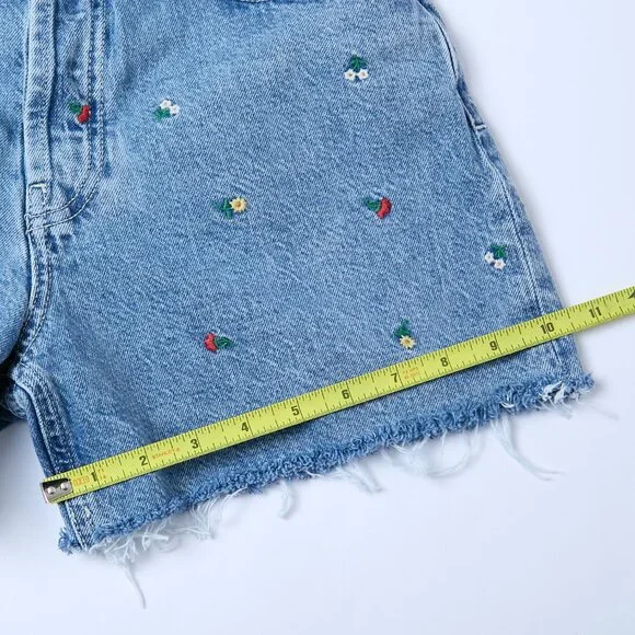 Rails Zuma Embroidered Flower Field Frayed Hem Denim Shorts Size 25 cottagecore - Picture 15 of 16
